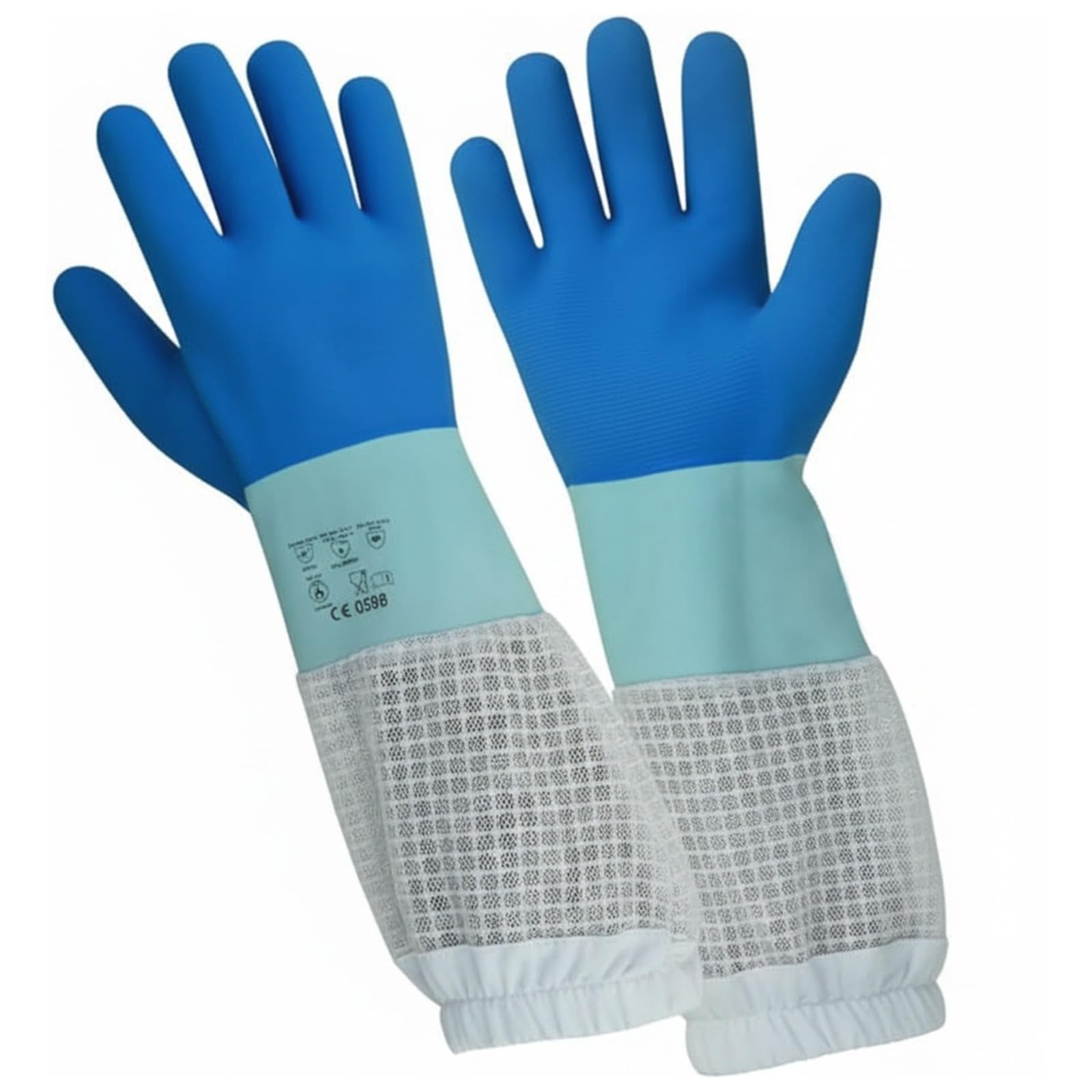 OZ ARMOUR Rubber Beekeeping Gloves - Three-Layer Mesh Full Sleeve Gloves - Sting Protection - Reusable