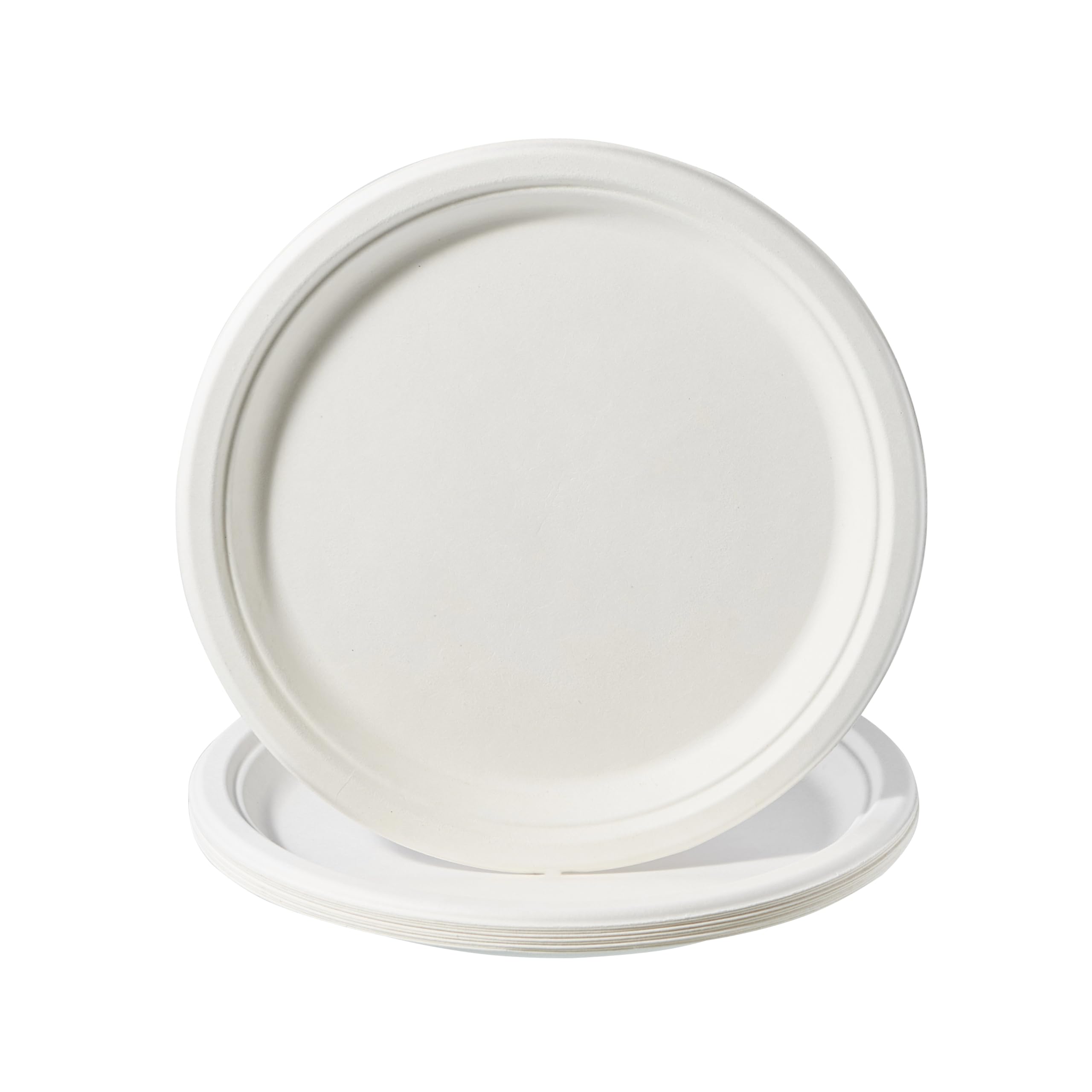 CIAO! Plato resistente de 25,4 cm, 100 % compostable, sin PFAS, bagazo sin blanquear, color blanco natural (paquete de 500)