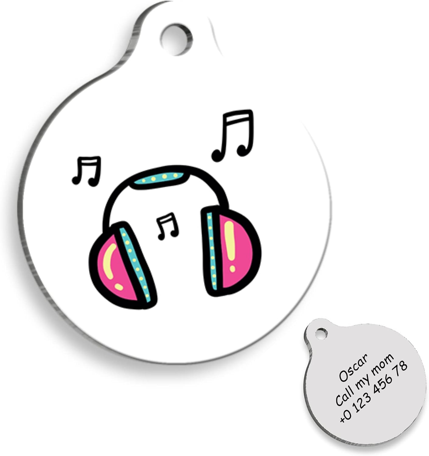 MUSIC Personalized Dog Tag - Custom Name Tag - ID Tag for Dog & Cat - Customized Pet Tags - Dog & Cat Name id Tag - Dog Name Tag - Engraved Dog Tag