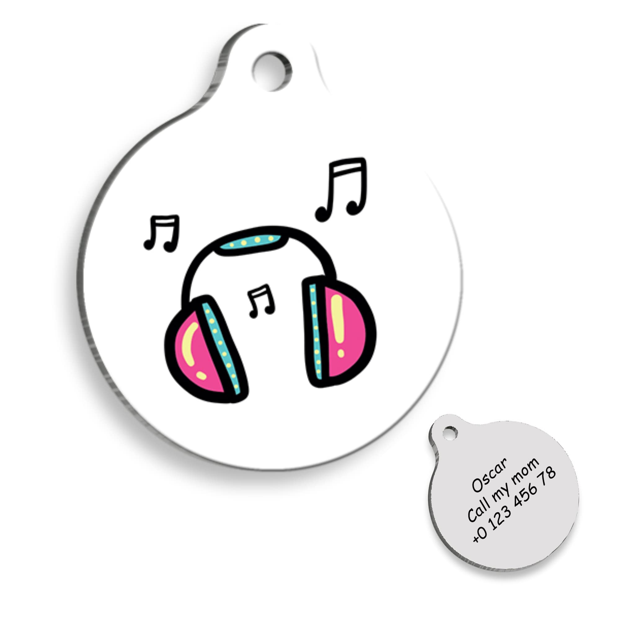 MUSIC Personalized Dog Tag - Custom Name Tag - ID Tag for Dog & Cat - Customized Pet Tags - Dog & Cat Name id Tag - Dog Name Tag - Engraved Dog Tag