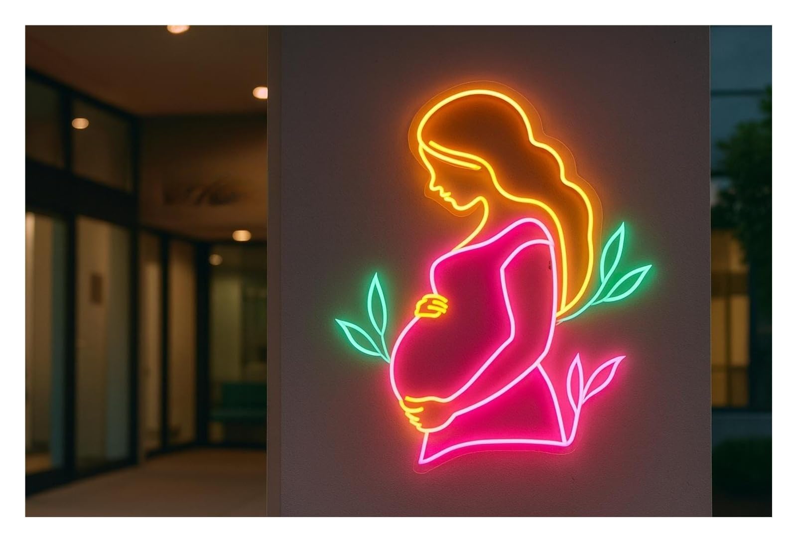 Shouxi Women's B Sign Lamp Pregnant Woman Neon Sign Ody For Edroom Livingroom Irthday Party 58Cm