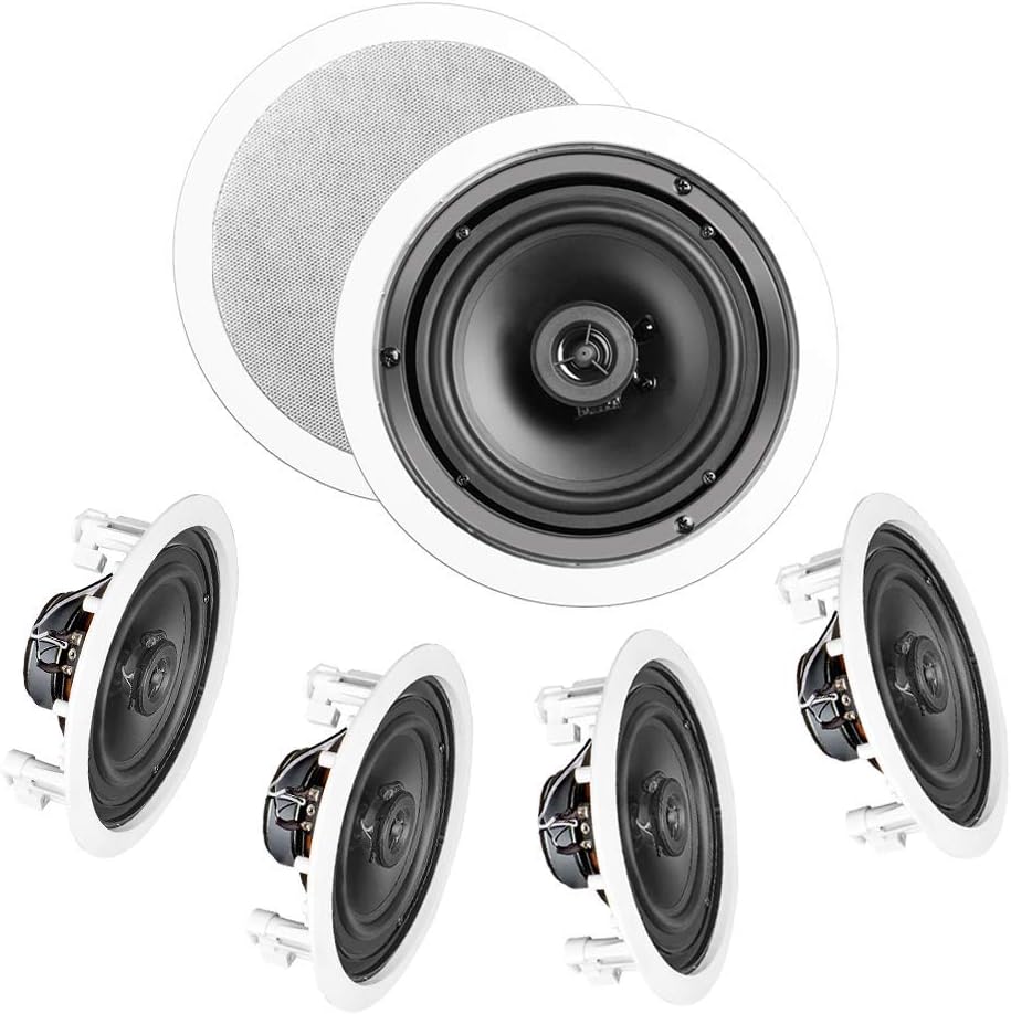 OSD Audio in-Ceiling/in-Wall Speaker Home Theater 5-Speaker Package w/Swivel Dome Tweeter Paintable Snap-in Grill (6.5