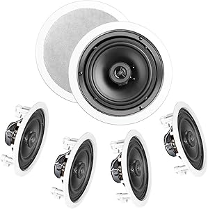 OSD Audio in-Ceiling/in-Wall Speaker Home Theater 5-Speaker Package w/Swivel Dome Tweeter Paintable Snap-in Grill (6.5