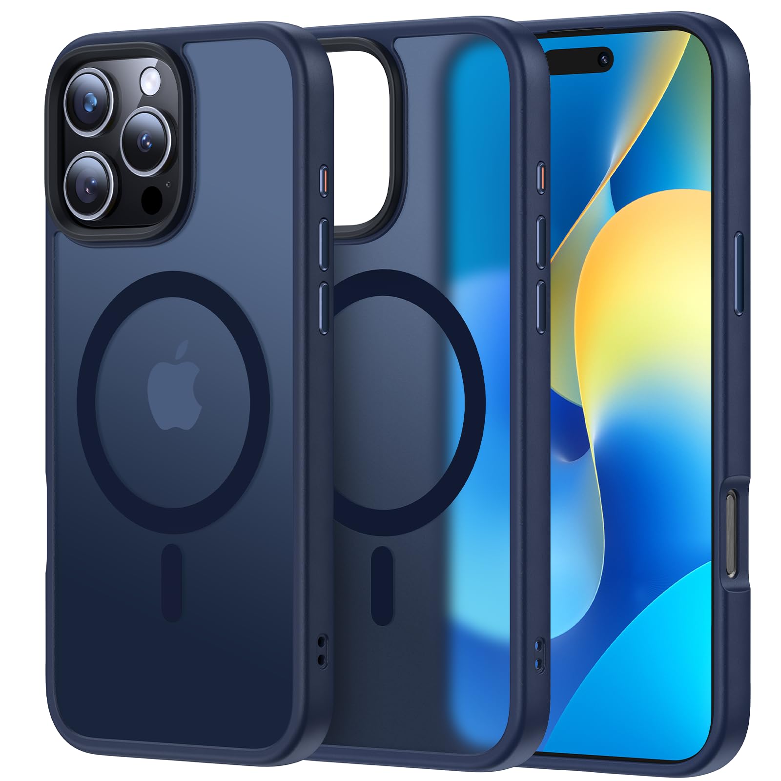 Meifigno Magnetic Case for iPhone 16 Pro Max 6.9’’, Compatible with MagSafe, Military-Grade Protection, Translucent Matte Back with Metal Keys Case