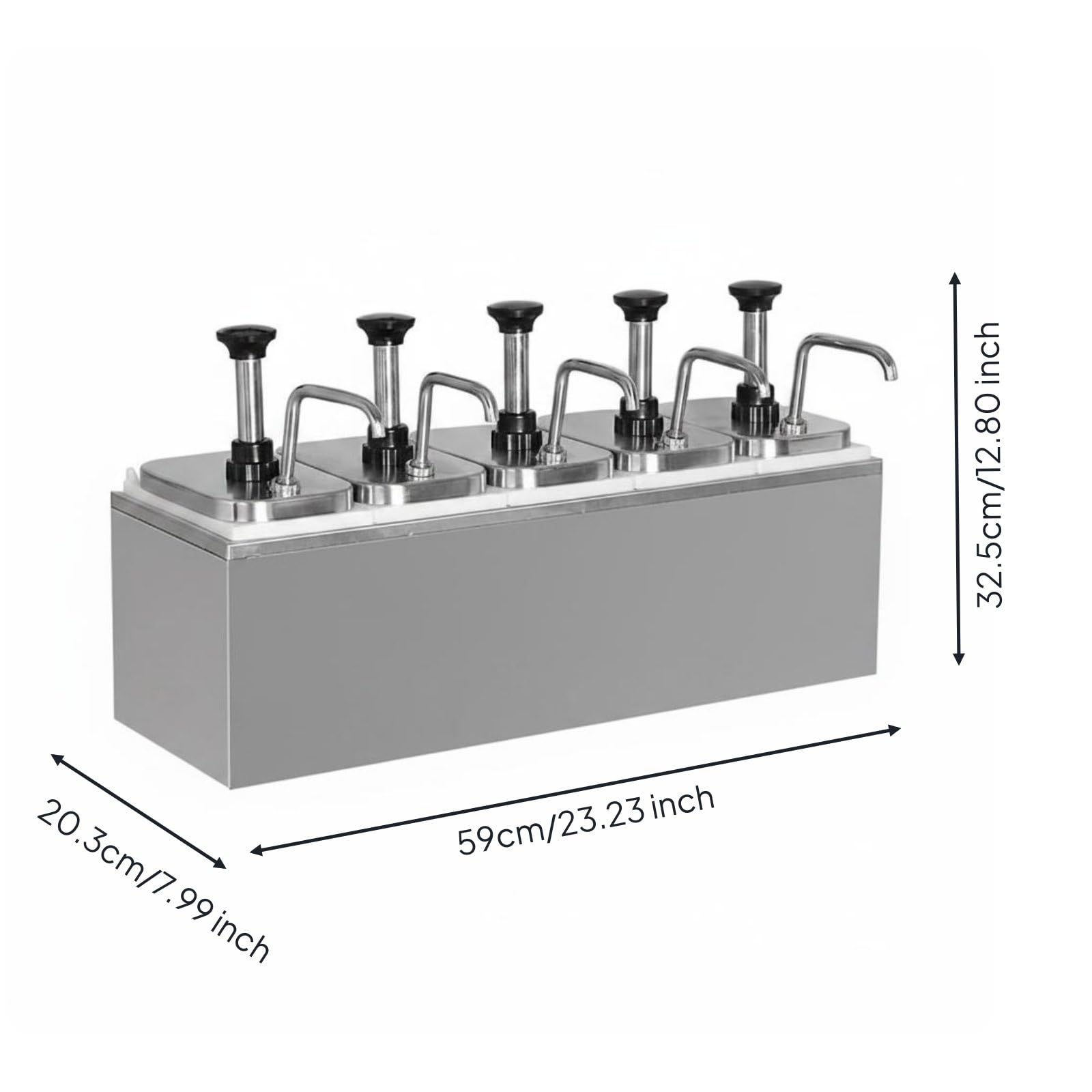 Pompa Dosatrice 10cc Plastica Resistente Attrezzatura Ristorazione Anti Spreco per Ristorante, Pompa Per Salsa A Cinque Teste Da 2L Con Scatola