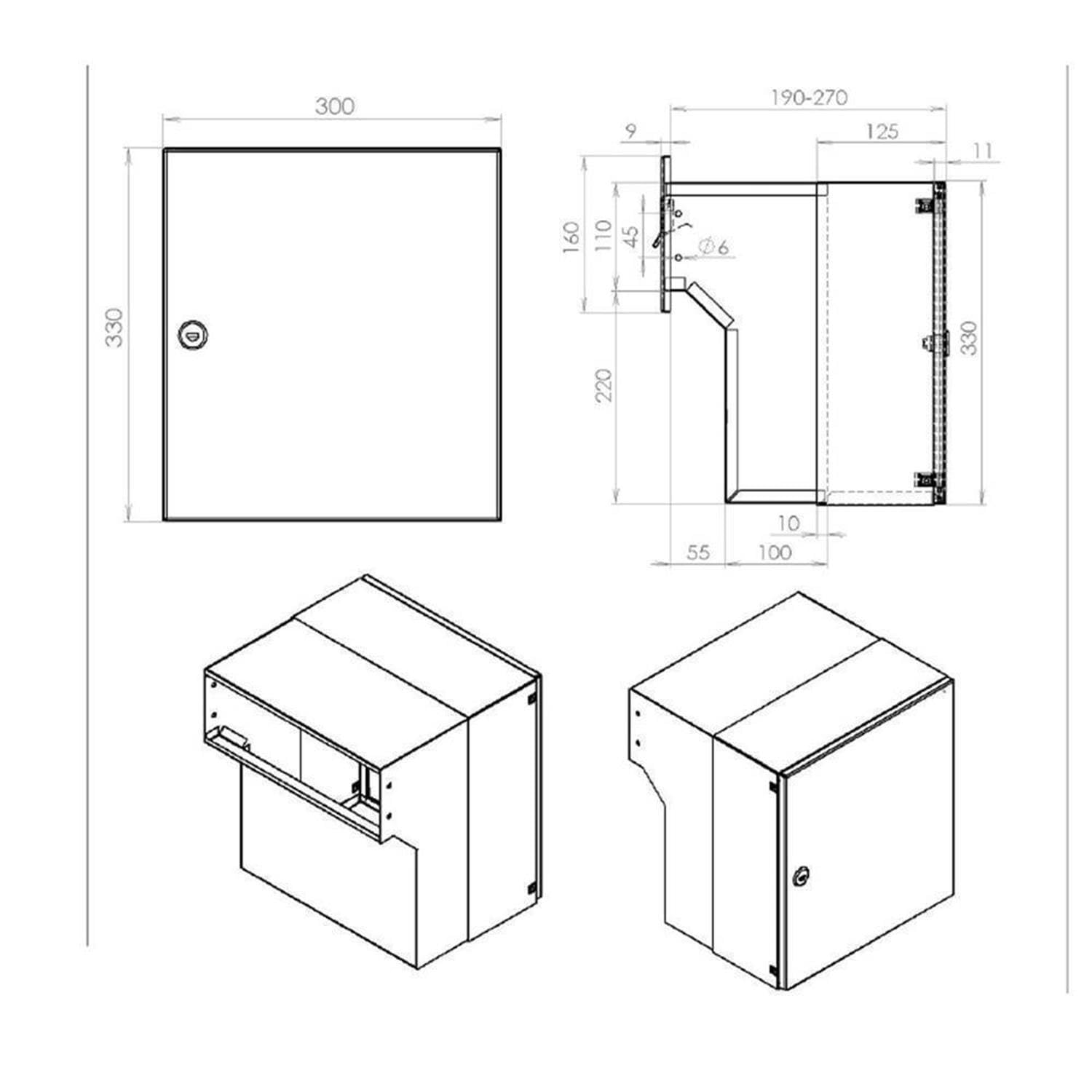 de F-04 - Buzón (profundidad: 19-27 cm, acero inoxidable)