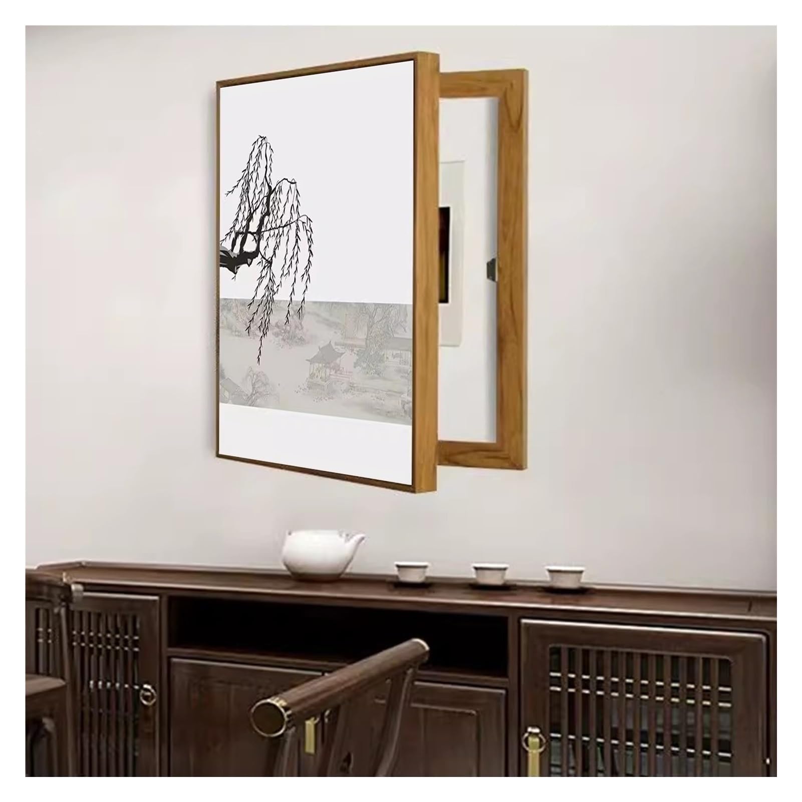 Ocultar Contador Tapa Vertical Arte de Pared de Caja de Contadores Tapa Contadores Comedor(D,40x50cm)