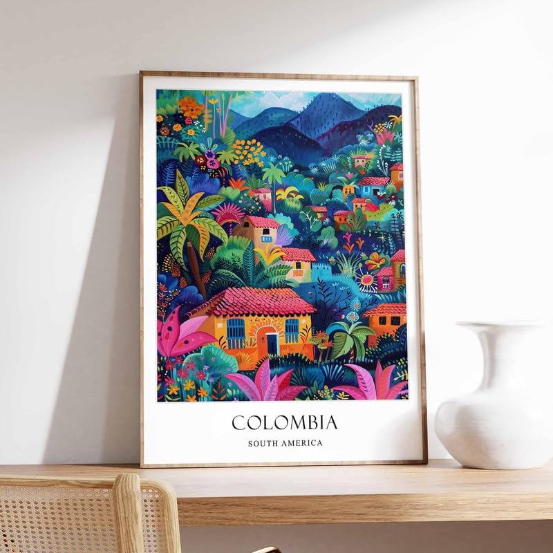 Poster Colombie decor voyage salon avec citation inspirante format A0