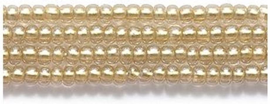 Preciosa Ornela Czech Seed Bead, Metallic Light Gold Lined Crystal Luster, Size 11/0