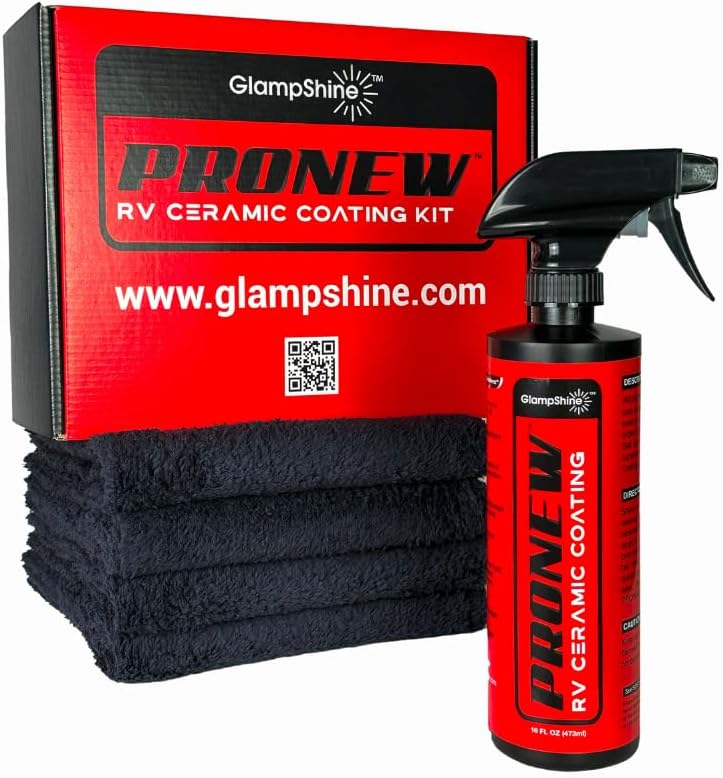 GlampShine- PRONEW RV Ceramic Coating Kit- Will cover up to a 45FT RV. This is NOT a WAX PRONEW RV Coating is much Stronger! PRONEW IS TO PROTECT AND NOT TO FIX ALREADY OXIDIZED RV SURFACES!