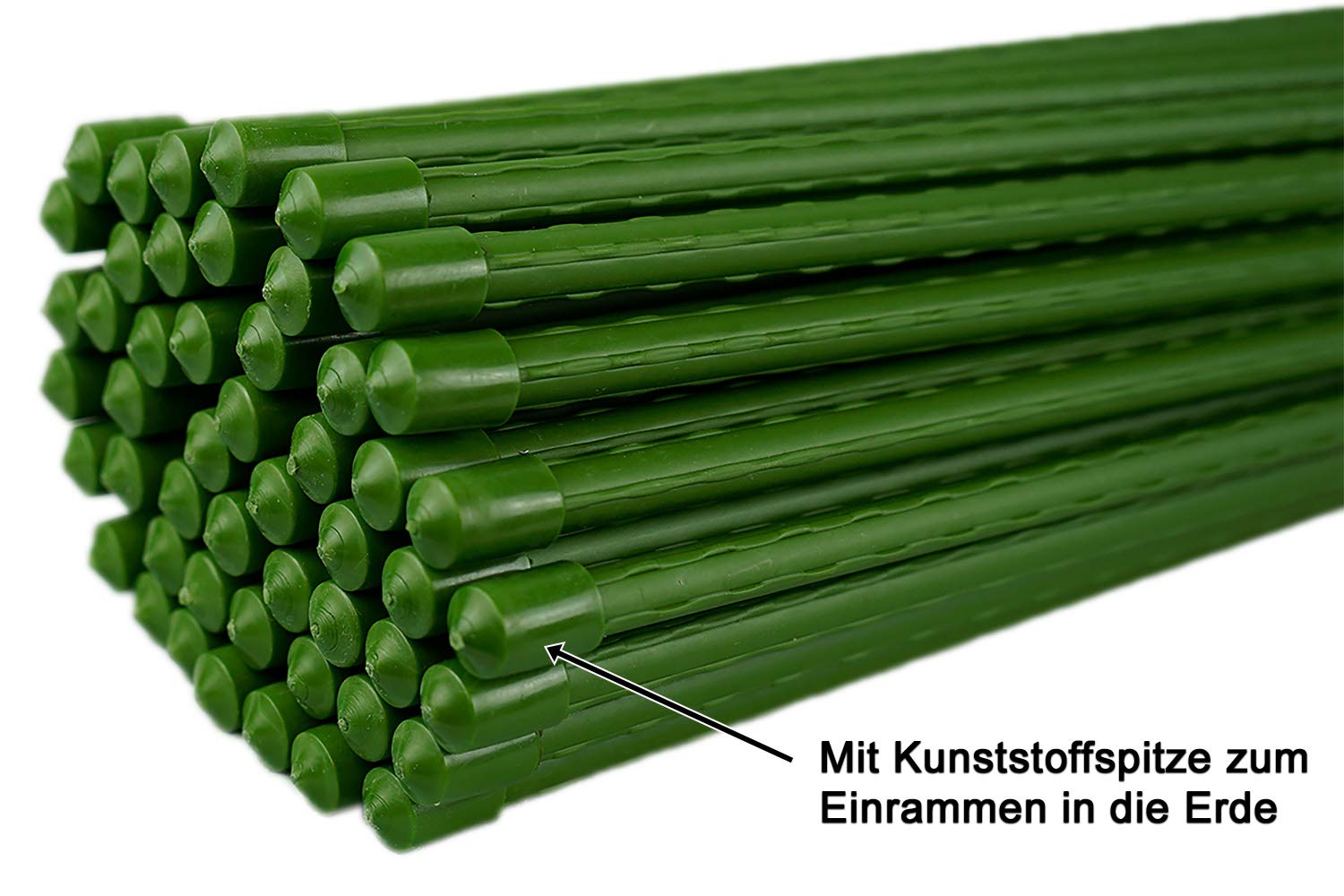 Novatool 50 Pflanzstäbe 90 cm grün 8mm Durchmesser Rankstäbe Rankhilfe Tomatenstäbe Blumenhalter