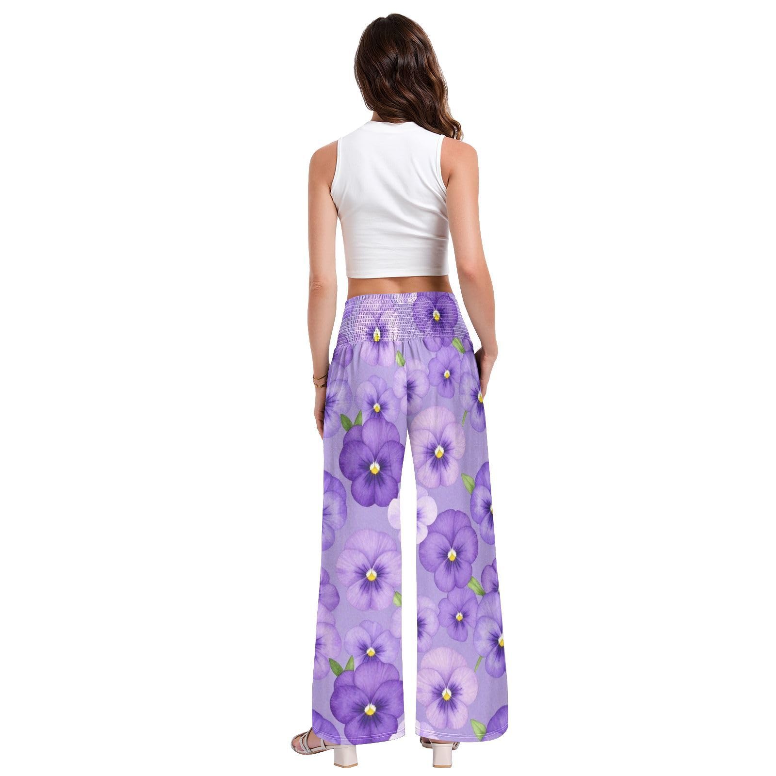 Pansy Purple - Pantalones palazzos para mujer, resistentes a las arrugas, pantalones casuales de viaje