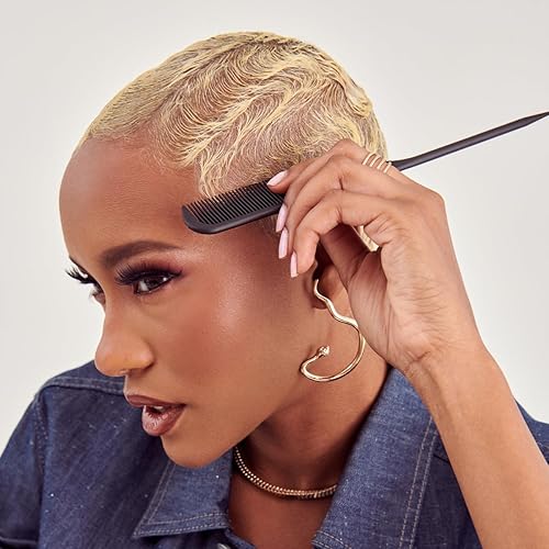 Miniatura 4 de KISS Colors & Care Peine de cola de rata de fibra de carbono para seccionar el cabello, burlas, preparación de estilo, desenredar, aseo