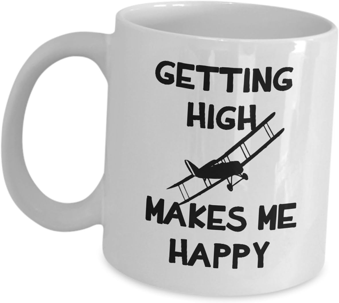 Funny Gifts For Helicopter Pilots Airline Captain Aviator Coffee Mug - Getting High Makes Me Happy - Pilot Tea Cup Cute Gag Civilian Aircraft Flight Navigator Airplane Plane Enthusiasts Saying
