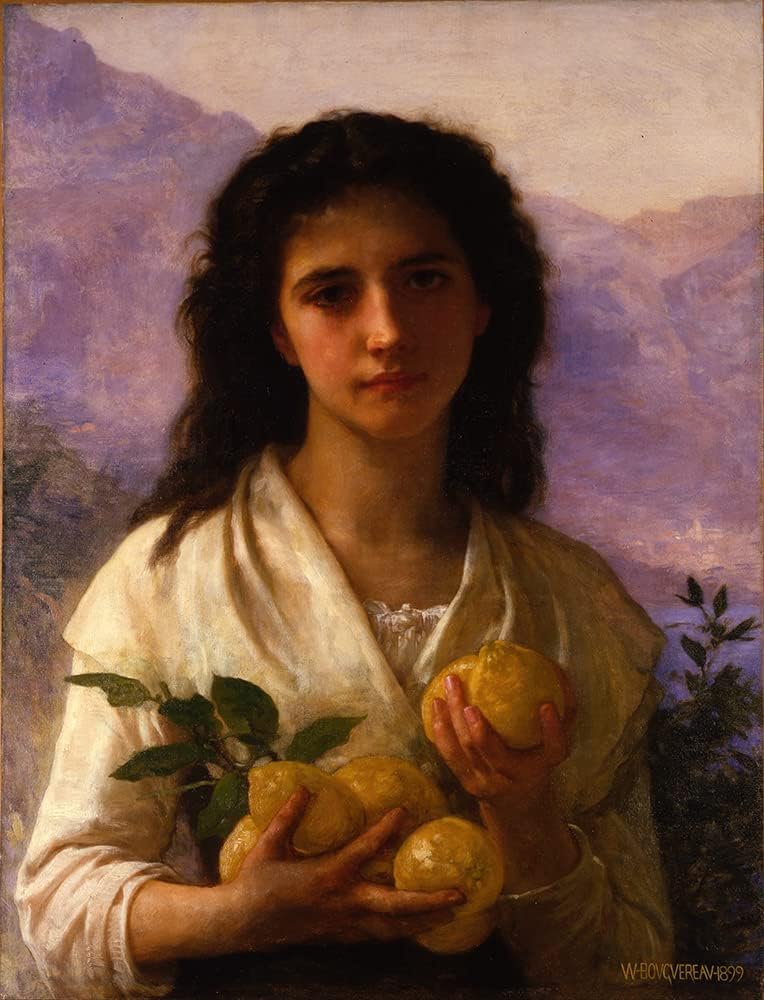 ArtDirect Girl Holding Lemons (1899) 15x20 UnFramed Museum Art Print Poster Ready for Framing by William Bouguereau (French, 1825-1905)