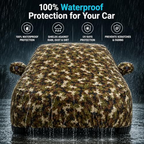 Image of Autofurnish Aero Series Car Cover for Toyota Land Cruiser 2023 (100% Waterproof, Triple Stitched, Bottom Elastic,Secure Buckle Strap,Precision-Fit & Breathable Fabric, Car Body Cover) Colour: Green