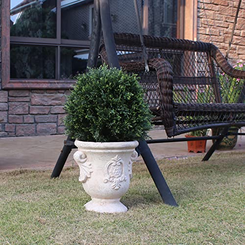 ECOLVANT Artificial Cedar Topiary Ball Tree 20''T Artificial Shrubs Tree Set of 2 Potted Bushes UV Resistant Potted Plants for Front Porch Home Garden Indoor Outdoor Decor