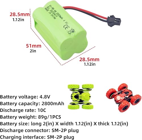 Miniatura 2 de sea jump 2PCS AA 4.8V 2800mah SM-2P Plug Batería con USB Cable de Carga para Robot Eléctrico RC Barco Batería 128 Stunt RC Car C128 128 NB2801