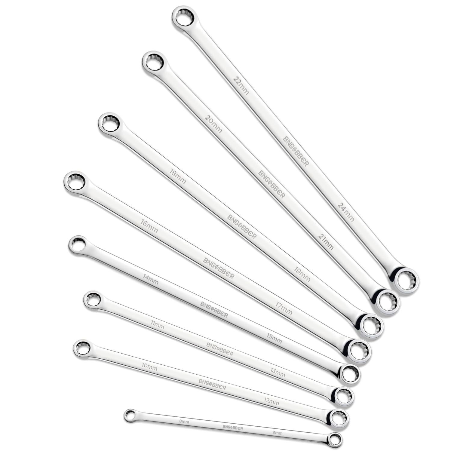Juego de llaves de estrella dobles, 8 piezas, llaves extralargas, acero CV, 8 mm - 24 mm