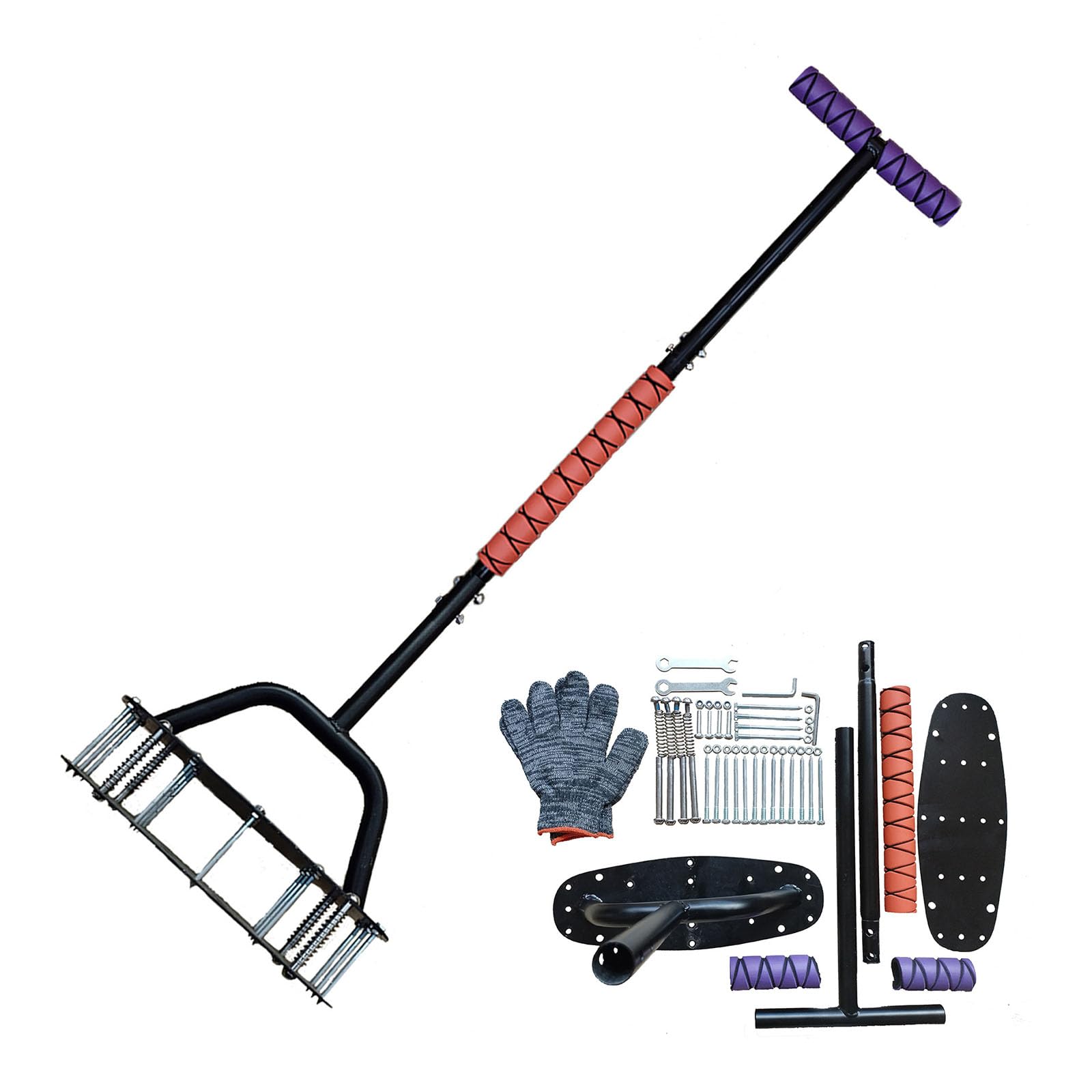 15 Prong Reinforced Lawn Aerator With Ergonomic Handle And Spring Assisted Technology For Easy Soil Penetration