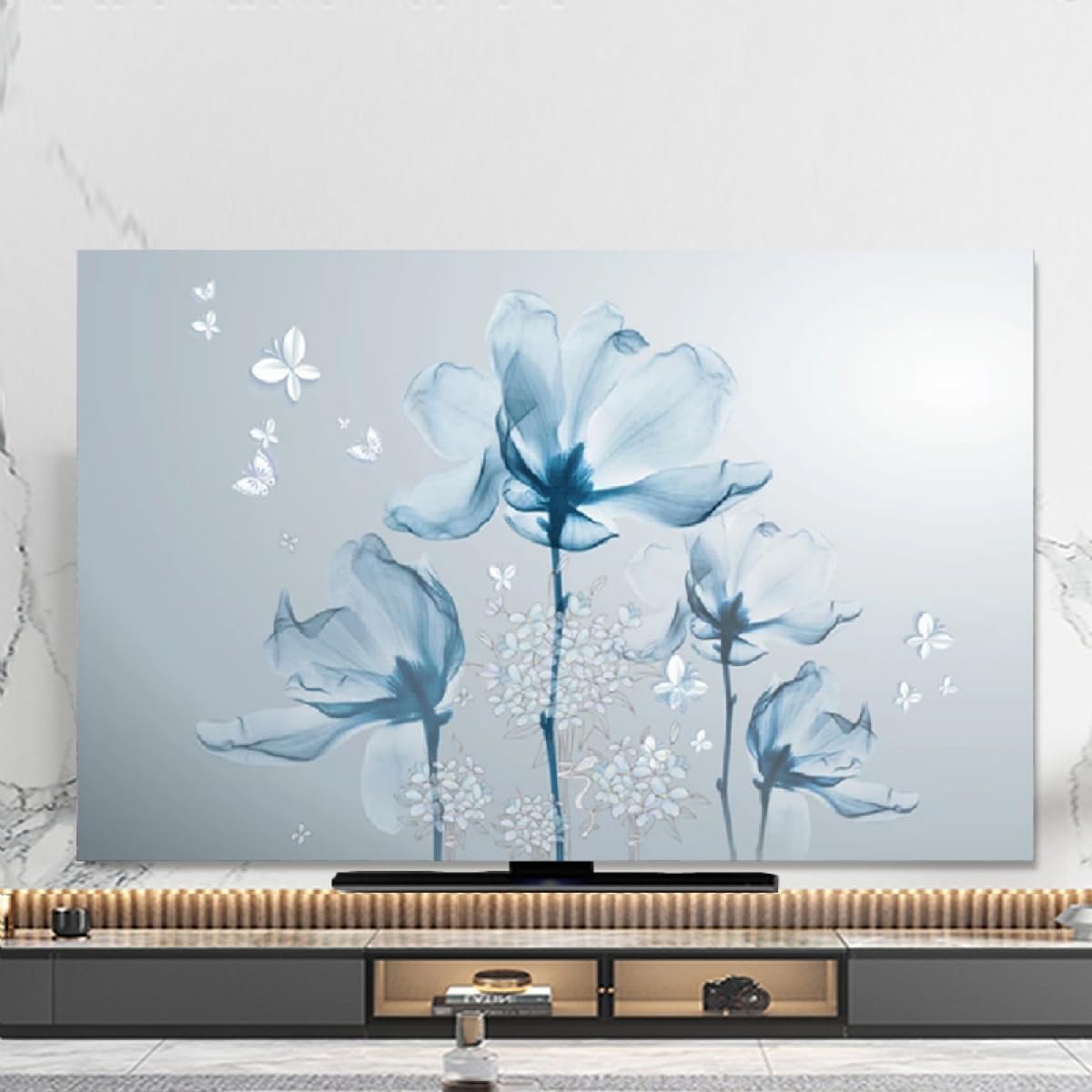 Tkaninowa osłona ochronna o przekątnej 32–80 cali do kina domowego, zakrzywionych ekranów i wyświetlaczy biurkowych Ozdoba salonu(Flower5,75inch)