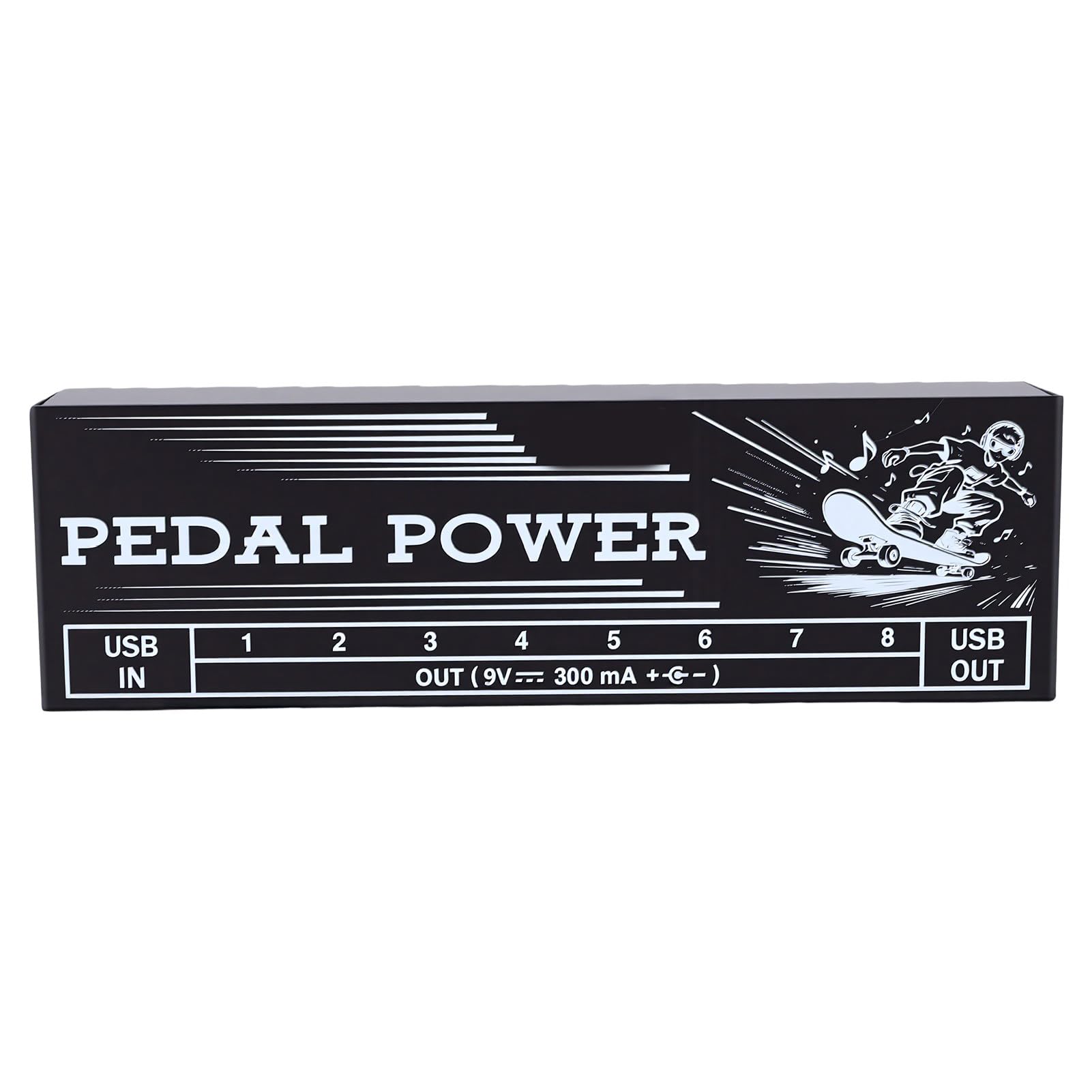 POENVFPO Alimentatore per Pedali Effetto Isolato 8 Uscite 300mA con | 9V DC 300mA per Uscita, Filtro di Riduzione del Rumore, Indicatori LED, Porta di Ricarica USB 5V 1A