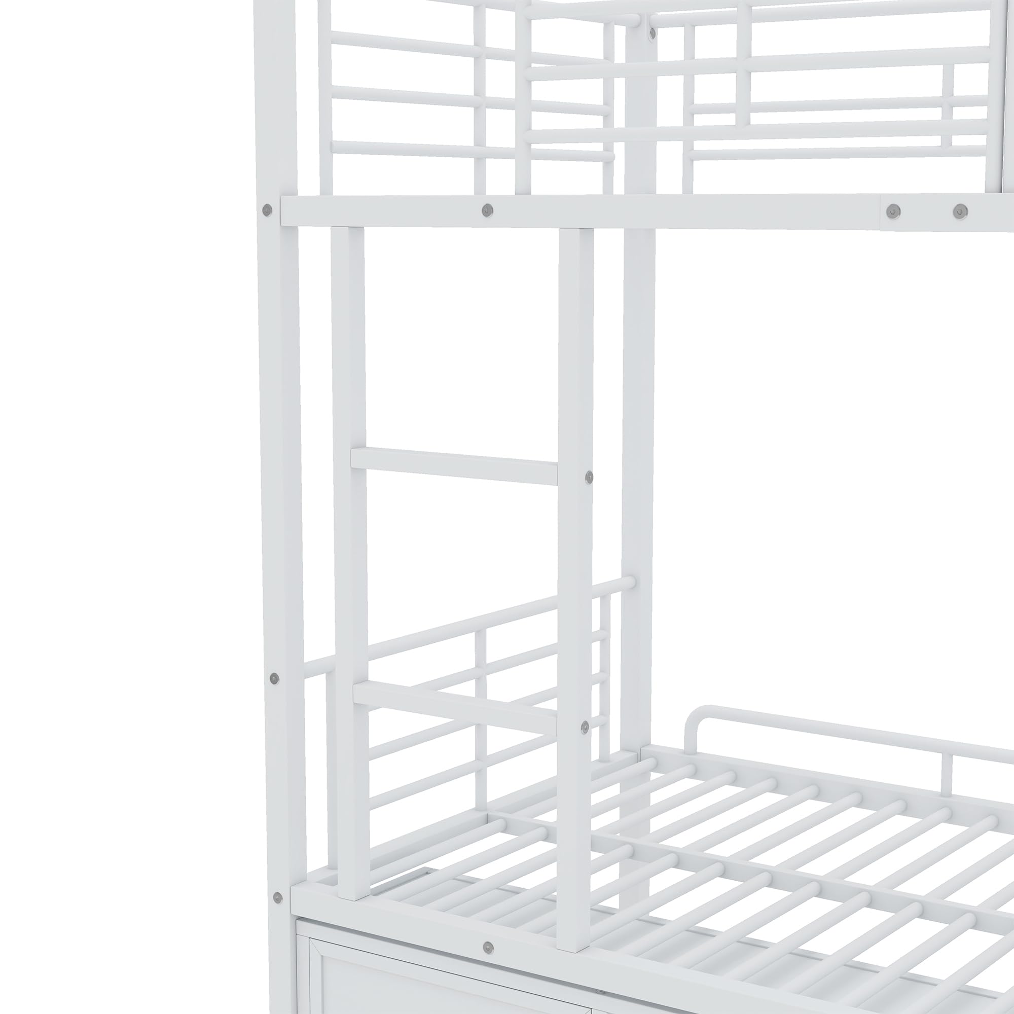 Litera doble, zapatero abierto, armario de almacenamiento de dos puertas, adecuado para niños y adolescentes, con escalera lateral y barandilla de seguridad, hierro forjado, sin colchón, 90 x 200 cm