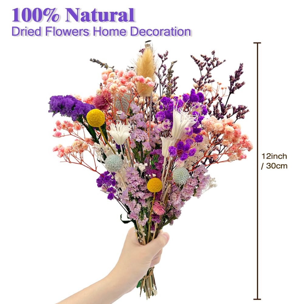 Fiori Secchi Naturali 39 Pz 15 Specie Miste Tonalità Viola Decorativi per Bomboniere Vaso Resina Candele Album Regalo DIY Home Décor