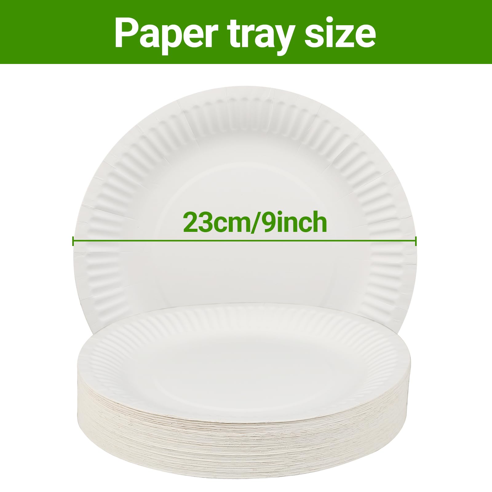 110 Platos Cartón Blancos de 23 cm – Platos Papel para Cumpleaños, Fiestas y Barbacoas – Platos Cumpleaños Resistentes y Elegantes, Para Eventos y Celebraciones.