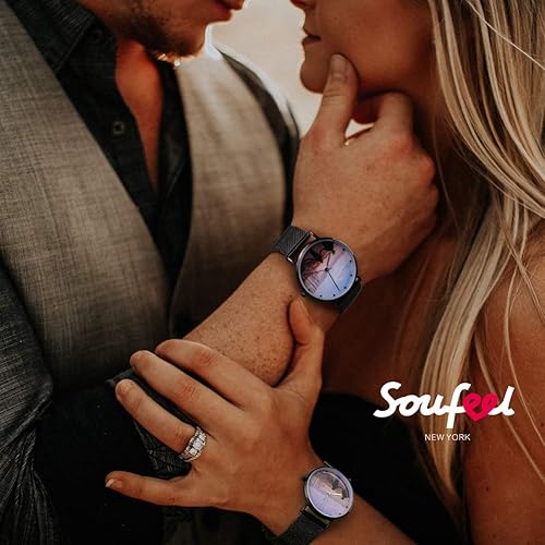 Miniatura 3 de Soufeel - Reloj de fotos personalizado para mujeres y hombres personalizados grabados relojes de pulsera personalizados de acero inoxidable regalo