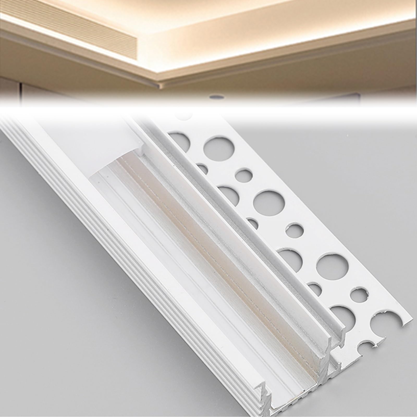 Dimensioni delle modanature per soffitti, Profilo del Canale LED in Alluminio Stampaggio a Corona Illuminazione indiretta Lunghezze Multiple(2.5 m/8.2 ft)