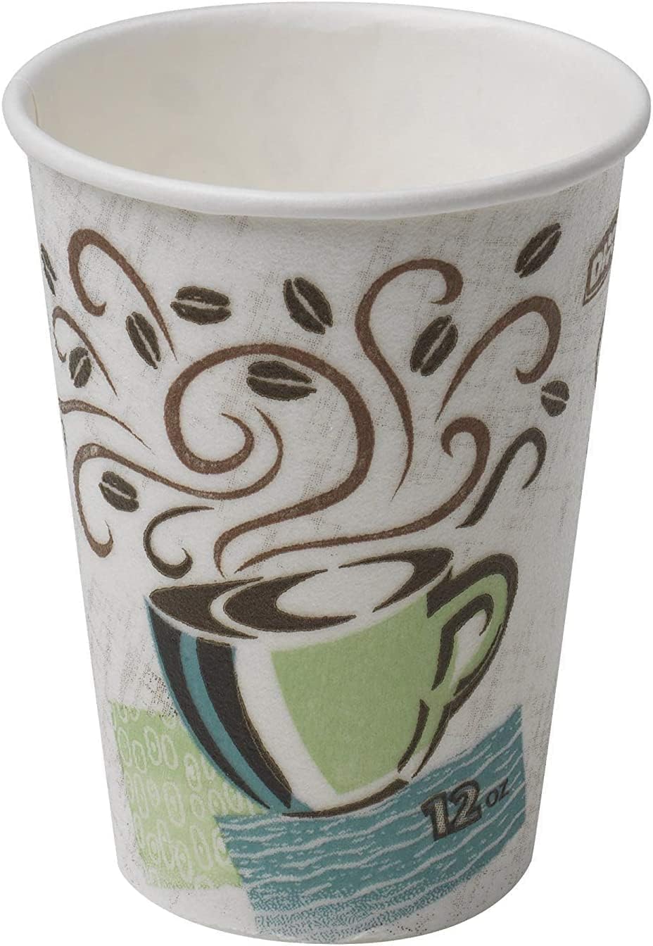 Straws and Dixie PerfecTouch 12 Oz. 100 Ct. Insulated Paper Hot Coffee Cups and Drinking/Stirring Stick Bundle, Disposable Hot Coffee Cups (100 Cups, 100 Straws)