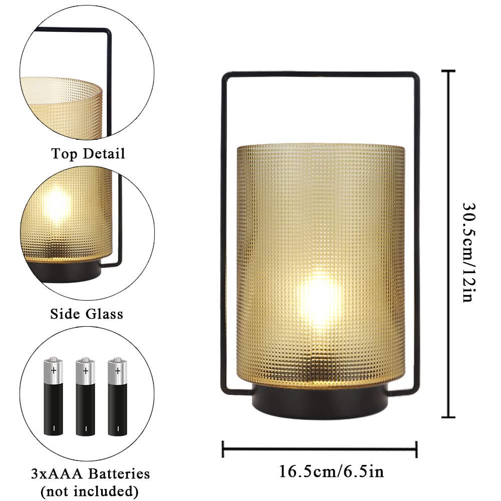 JHY DESIGN Battery Operated Table Lamp 12" H Cordless Lamp Battery Lamps LED Lantern Battery Powered with 6H Timer for Home Decor Events Parties Indoors Outdoors