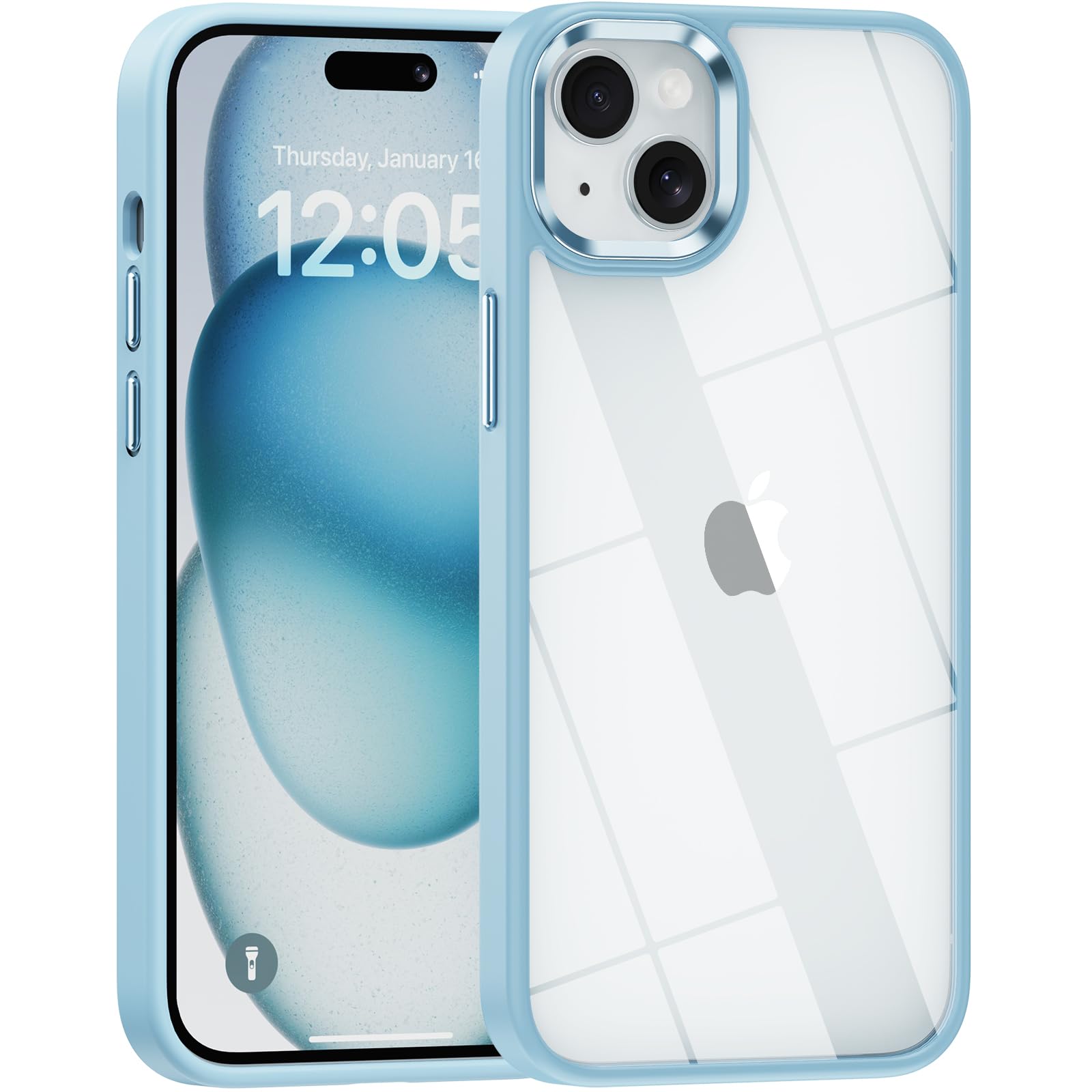 saputu for iPhone 14 case/iPhone 13 case,Crystal Clear Hard PC Back +Soft TPU Frame Shockproof Military-Drop Protection,Classic Hybrid Case for iPhone