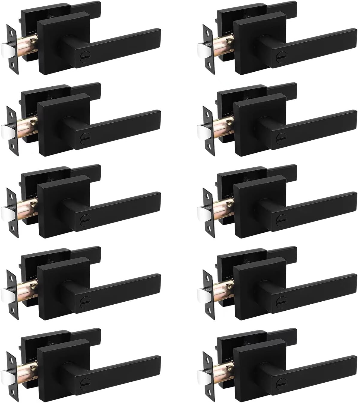 10 Pack Probrico Square Door Lever Privacy Door Lock Handleset Keyless