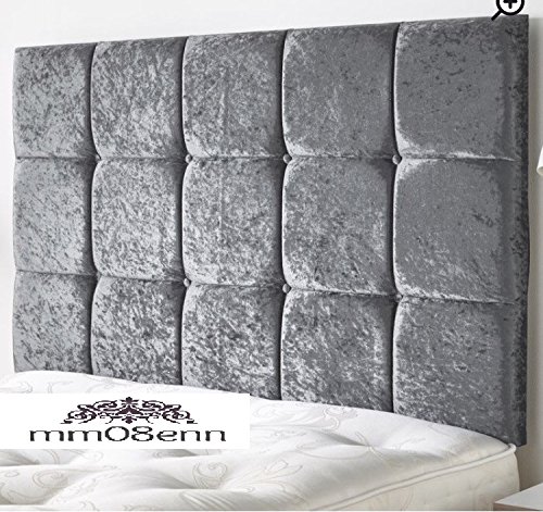 mm08enn NEW LUXURY DIAMOND HEADBOARD IN CRUSHED VELVET WITH MATCHING BUTTONS IN 26" HEIGHT (4ft small double, champagne)