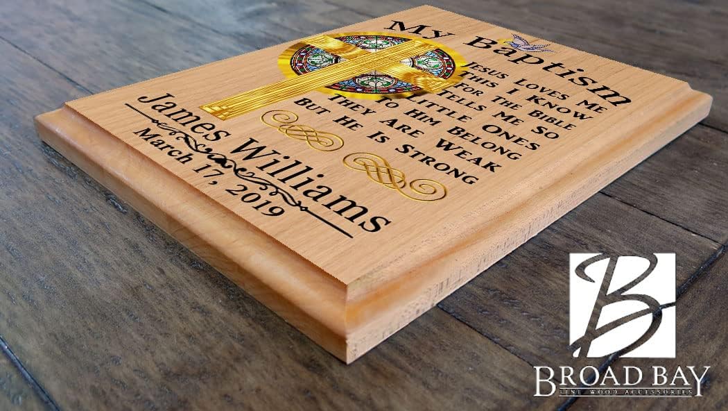 Baptism Gift Plaque Personalized Name and Date Christening Keepsake - For Boys or Girls MADE in USA (My Baptism)
