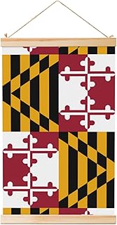 Maryland State Flag Print Poster Hanger,Hanging Poster, Poster Frame,Wood Poster Hanger, For Wall Hanging