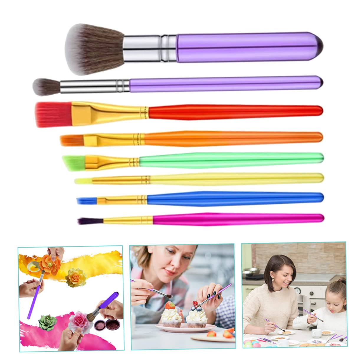 MAGICLULU 5 Ensembles Étui À Stylo Gravure Fondant Pinceaux À Pâtisserie Accessoires De Décoration De Pâtisserie Biscuit Gâteau Outil Multifonction Pinceau À Dessert Plastique 8 Pièces * 5