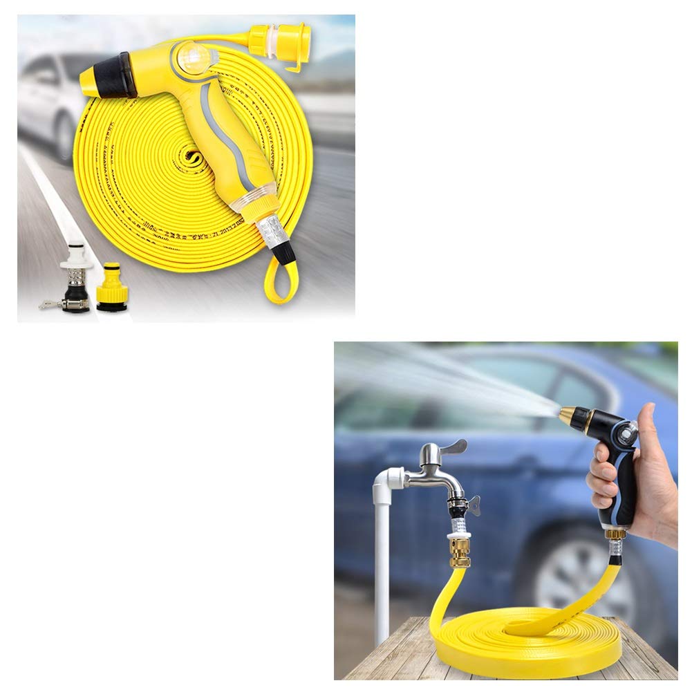 Pistola pulverizadora de jardín, manguera de jardín, boquilla de pulverización, riego de plantas, ducha, mascotas, kit de riego (juego amarillo, traje de 30 m)