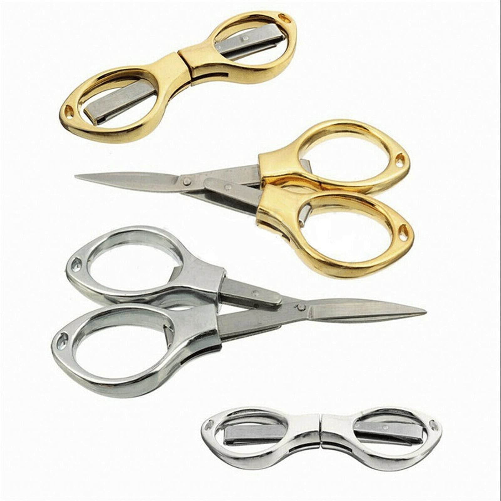 Salatschere, 1 Stück, zusammenklappbar, für Camping, Edelstahl, Schere, Schlüsselanhänger, Angelschere, Taschen-Minischneider, Basteln, Nähen, sicher (Silber)
