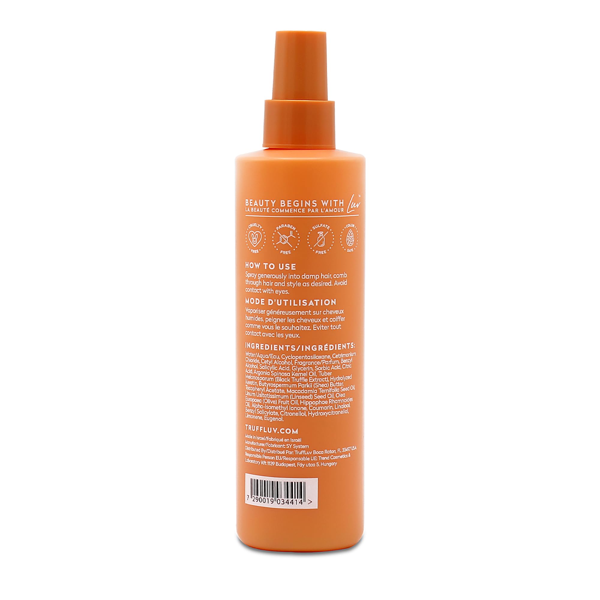 TruffLuv Indulge Collection Truffle Leave-In Mask, Infused with Black Truffle Extract, spray odżywiający przeciw puszeniu się, detangles, regeneruje uszkodzenia i przywraca miękkość, bez parabenów