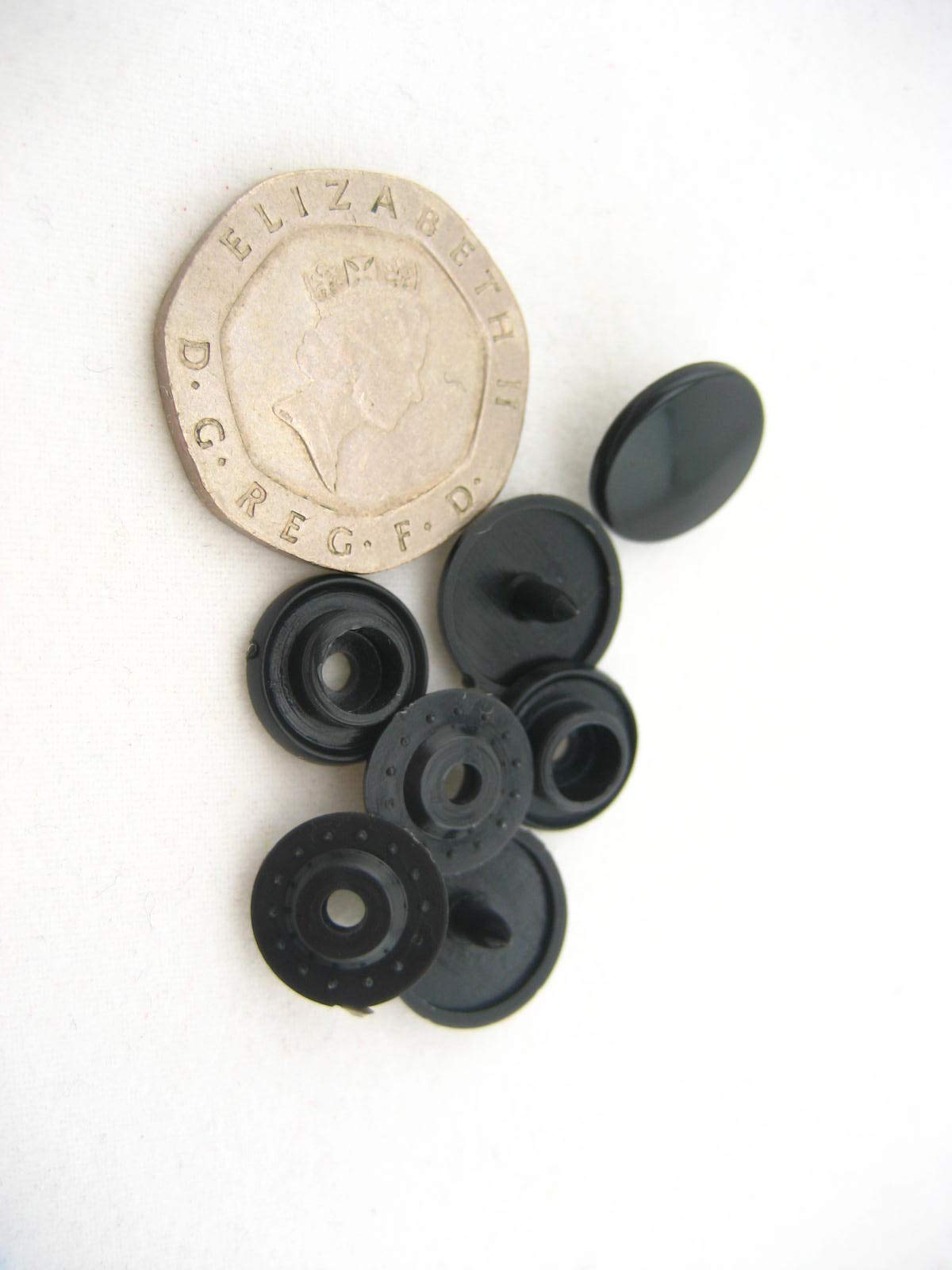 50Sets T5 1.2cm Black Plastic Resin Snaps Button Fasteners Press Stud Poppers