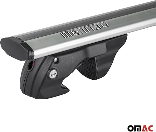 Miniatura 8 de OMAC Juego de barras transversales para Mercedes GL 2012-2022 de plata  barras transversales para riel de techo de automóvil, 198 libras, bloqueo