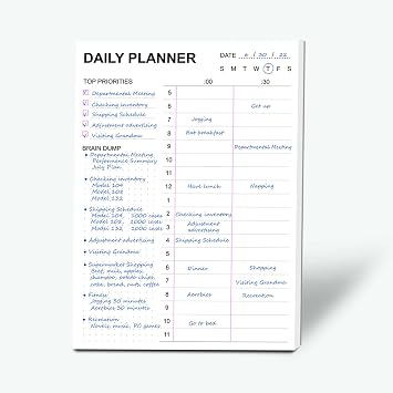 Tiankool To Do List Notepad - Daily To Do List with Priorities, Hourly Scheduler and Notes - Daily Planner Notepad for Work, Study, Appointments, 60 Tear Off Sheets Planning Pad, 7x10 Inch