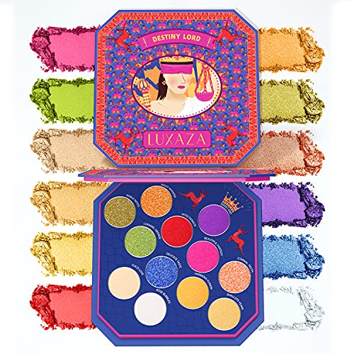 LUXAZA Colorful Bright Eyeshadow Palette,High Pigmented Makeup Pallet with Eyeliner & Brushes,Color-coordinated Themed Eyeshadow Pallet for Teen Girls - Neon