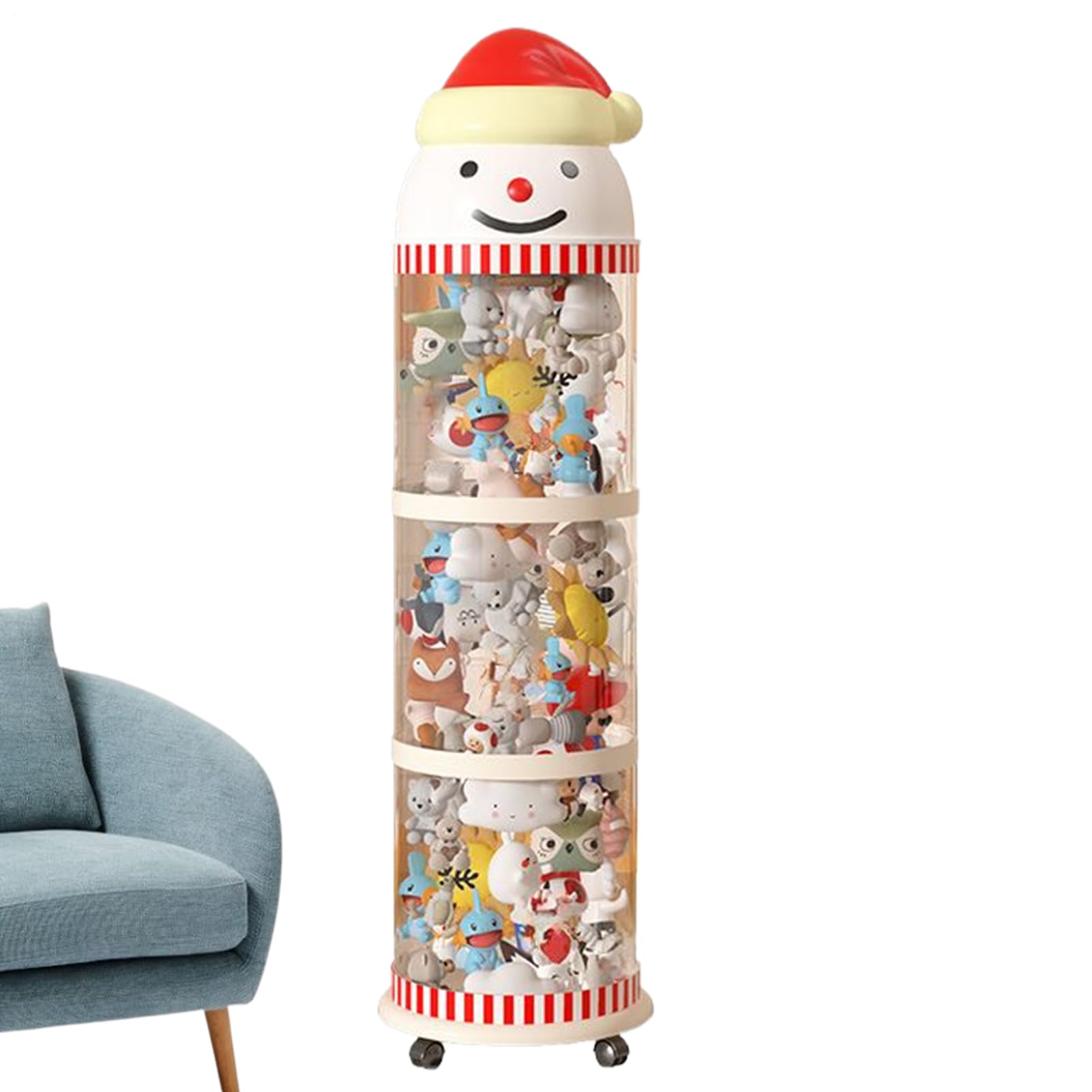 Organizador De Peluches - Cubo De Exhibición Transparente En Forma De | Muñeco De Nieve Para Peluches,Organizador De Almacenamiento De Juguetes De Peluche Con Ruedas - Para Guardería Sala De Juegos