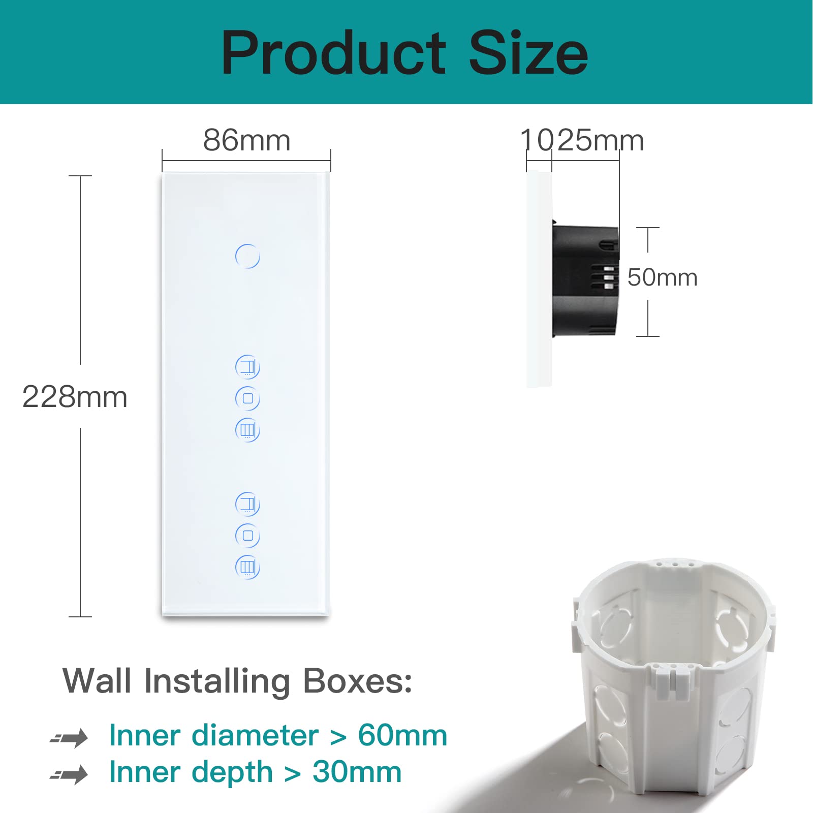 BSEED Interruttore Smart Alexa con interruttore per tapparelle, 1 interruttore della luce Smart WiFi Touch con Smart Life/Tuya App, doppio interruttore per tapparelle compatibile con Alexa e Google