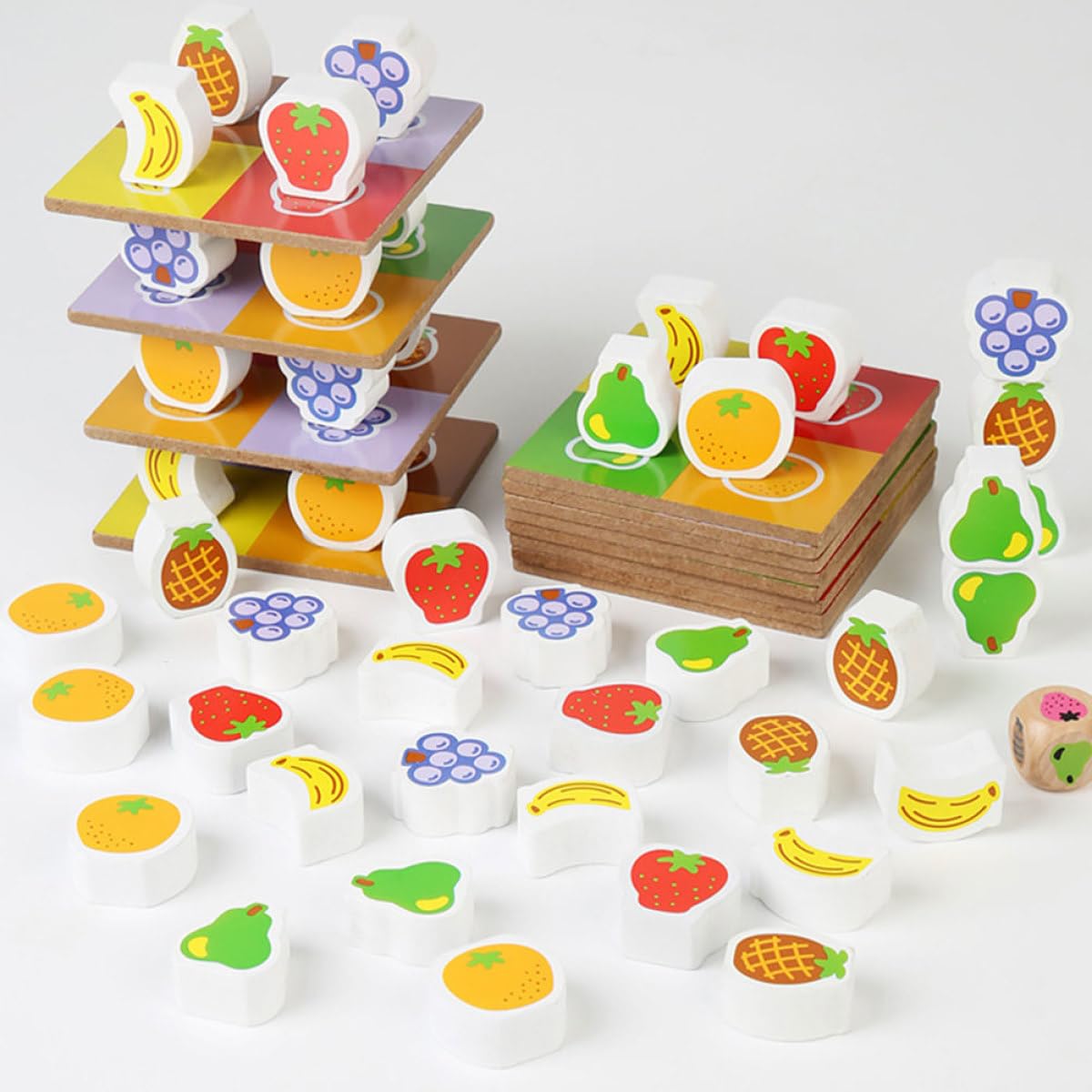 Didiseaon Legno Impilabile con Frutta Educativo per Blocchi Bilanciati per Stimolare Creatività Coordinazione e Adatto Mani Piccole e Attività Montessori