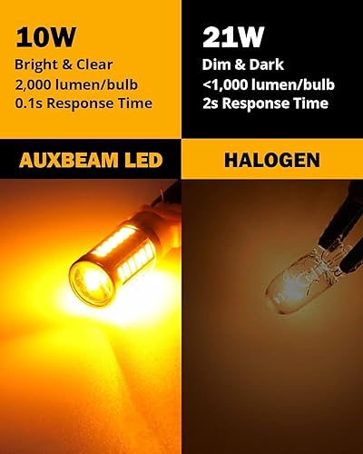 Miniatura 3 de Auxbeam 1157 2357 Bombillas LED amarillas ámbar, súper brillantes 2057 2357 7528 BAY15D Bombillas LED de reemplazo para luces de señal de giro